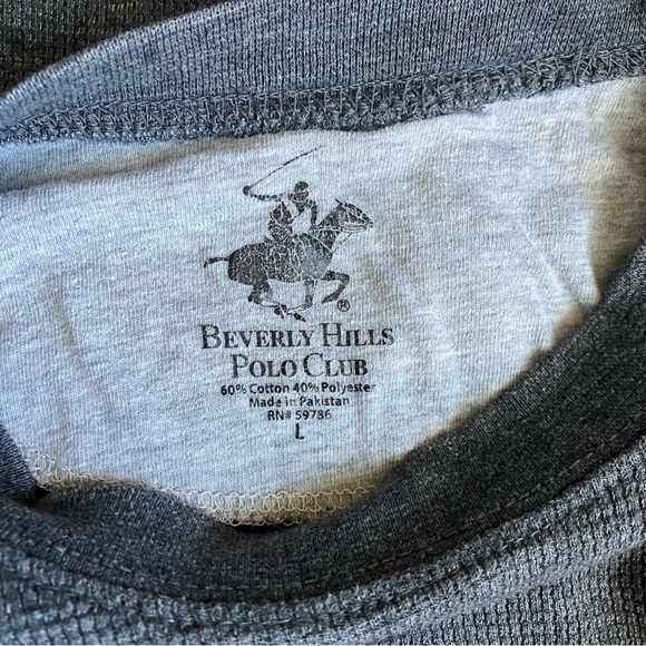 Men’s Beverly Hills Polo Club Charcoal Gray Long Sleeve Thermal Tshirt size Lg - Picture 4 of 5